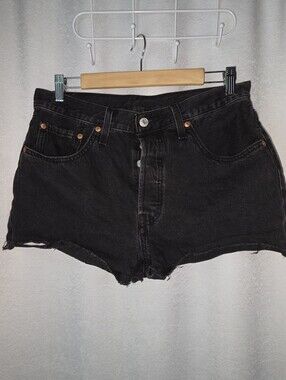 LEVI'S - Black Denim Women's High-Waist Cutoff Shorts